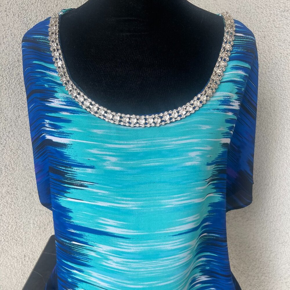 Alfani Stylish Multicolored Blouse Women's Embellished Neckline